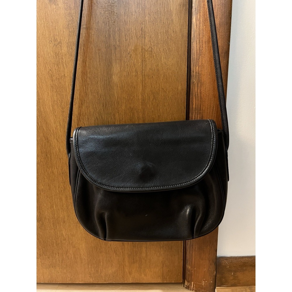 Coach Black Leather Flap Crossbody Bag